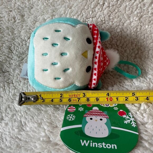 Kellytoy Squishmallows Winston Christmas 4” Ornament Blue Owl Plush Squishy Toy - Picture 6 of 6